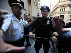 cops with baton at occupy wall street