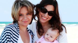 two women with kid