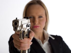 woman with gun