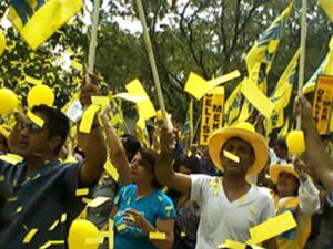 MEK supporters rally in front of the US State Department on Aug. 26, 2011.