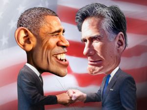 obama romney caricature