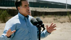 romney at the wall
