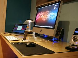 desk with gadgets