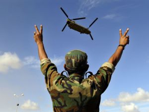 libyan fighter celebrates