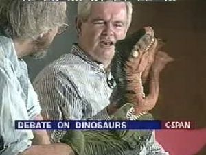 Newt Gingrich with dinosaurs