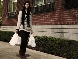 woman plastic bags