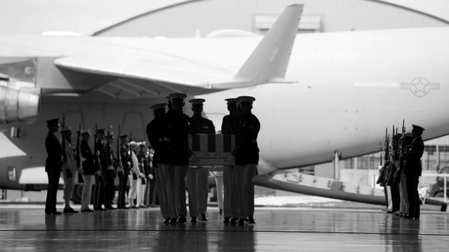 The caskets of US ambassador to Libya J. Christopher Stevens, foreign service of