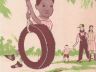 illustration of a kid in a tire swing