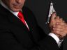 CIA agent suit gun red tie