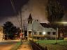 Burning row houses behind a church in Columbus, Ohio.