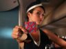 stewardess with condom