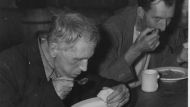 Unemployed men at the Volunteers of America Soup Kitchen in 1936.
