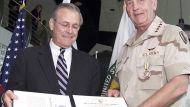 Tommy Franks and Donald Rumsfeld